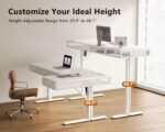 OffiGo L Shaped Electric Standing Desk with Wooden Drawers, 63 Inch Height Adjustable Corner Workstation with Power Outlets, Sit Stand Table for Home, Office, White - Image 6