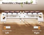 OffiGo L Shaped Electric Standing Desk with Wooden Drawers, 63 Inch Height Adjustable Corner Workstation with Power Outlets, Sit Stand Table for Home, Office, White - Image 7