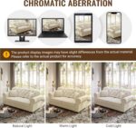 KEIKI 3-Piece Chesterfield Sofa Set with 1 Velvet 3-Seater Sofa & 1 Loveseat & 1 Single Sofa, 6-Seater Couch Set with Nailhead Trim & Rolled Arms & 1 Ottoman & 6 Pillow, for Living Room, White - Image 7