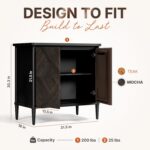 Howizz Lenia Solid Wood Sideboard Buffet Cabinet with Storage, Chevron Diamond Pattern Doors, Mid-Century Modern Rustic Farmhouse Accent Cabinet for Living Room, Entryway, Mocha Black - Image 3