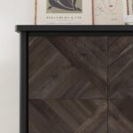 Howizz Lenia Solid Wood Sideboard Buffet Cabinet with Storage, Chevron Diamond Pattern Doors, Mid-Century Modern Rustic Farmhouse Accent Cabinet for Living Room, Entryway, Mocha Black - Image 9