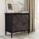 Howizz Lenia Solid Wood Sideboard Buffet Cabinet with Storage, Chevron Diamond Pattern Doors, Mid-Century Modern Rustic Farmhouse Accent Cabinet for Living Room, Entryway, Mocha Black - Image 10