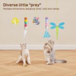 Potaroma Interactive Cat Feather Toys 5 Pcs, Cat Teaser Retractable Hanging Indoor Kitten Play Chase Exercise, Mental Physical Stimulation for All Breeds and Species - Image 4