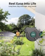 AYURA Retractable Garden Hose Reel 100 ft x 1/2 inch with Pro Metal Shaft, Heavy Duty Automatic Garden Hose Reels with Kink-Free Rewind and Lock at Any Length, Wall Mount Water Hose Reel for Outside - Image 3