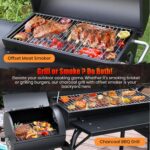 Charcoal Grill Offset Smoker: Charcoal Barbecue Grills with Spacious Cooking Area | Barrel BBQ Grill and Smokers Combo for Outdoor Patio Backyard Camping and Parties - Image 3