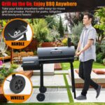 Charcoal Grill Offset Smoker: Charcoal Barbecue Grills with Spacious Cooking Area | Barrel BBQ Grill and Smokers Combo for Outdoor Patio Backyard Camping and Parties - Image 4