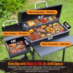 Charcoal Grill Offset Smoker: Charcoal Barbecue Grills with Spacious Cooking Area | Barrel BBQ Grill and Smokers Combo for Outdoor Patio Backyard Camping and Parties - Image 5