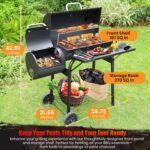 Charcoal Grill Offset Smoker: Charcoal Barbecue Grills with Spacious Cooking Area | Barrel BBQ Grill and Smokers Combo for Outdoor Patio Backyard Camping and Parties - Image 6