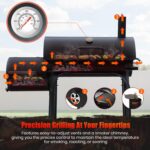 Charcoal Grill Offset Smoker: Charcoal Barbecue Grills with Spacious Cooking Area | Barrel BBQ Grill and Smokers Combo for Outdoor Patio Backyard Camping and Parties - Image 7