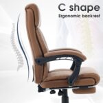Leather Office Chair with footrest, Quilted Back, 360°Swivel - Image 5
