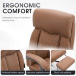 Leather Office Chair with footrest, Quilted Back, 360°Swivel - Image 8