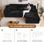 108" L Shaped Boneless Sectional Couches for Living Room, Comfy Corduroy Floor Cloud Sofa with Chaise, Wide Armrest, Deep Seat, Memory Foam, Assembly Free, Ideal for Small Spaces, Black - Image 5
