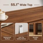 Furniway 55" Mid-Century Modern Dresser for Bedroom, 6 Drawer Wide Chest of Drawers with Wood Legs, Large Storage Bedroom Dresser, Walnut - Image 4