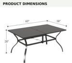 MFSTUDIO Outdoor Patio Dining Table, 6 Person Metal Patio Furniture Table with 1.57" Umbrella Hole for Deck,Backyard,Lawn,Garden (Black) - Image 3
