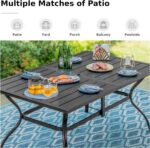 MFSTUDIO Outdoor Patio Dining Table, 6 Person Metal Patio Furniture Table with 1.57" Umbrella Hole for Deck,Backyard,Lawn,Garden (Black) - Image 6
