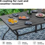 MFSTUDIO Outdoor Patio Dining Table, 6 Person Metal Patio Furniture Table with 1.57" Umbrella Hole for Deck,Backyard,Lawn,Garden (Black) - Image 8