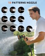 SUNPOW Retractable Garden Hose Reel - 1/2" x 100ft Wall Mounted Hose Reel with 3/4'' Brass Fitting & 10-Pattern Nozzle - Auto Slow Retraction, Any-Length Lock, 180°Swivel for Lawn & Gardening - Image 6