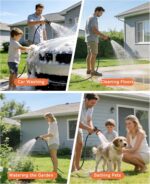 SUNPOW Retractable Garden Hose Reel - 1/2" x 100ft Wall Mounted Hose Reel with 3/4'' Brass Fitting & 10-Pattern Nozzle - Auto Slow Retraction, Any-Length Lock, 180°Swivel for Lawn & Gardening - Image 8