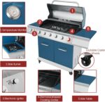 Royal Gourmet GA6402B 6 Burner Propane Gas Grill with Side Burner and Warming Rack, 74,000 BTUs, Cabinet Style Gas BBQ Grill for Barbecue Grilling & Backyard Cooking, Blue - Image 5