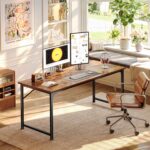 PRAISUN 55 Inch Computer Desk, Home Office Desk with Spacious Desktop, Modern Gaming Desk, Writing Study Table for Bedroom, Small Spaces, Work from Home Desk with Metal Frame, Rustic Brown - Image 3