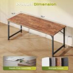 PRAISUN 55 Inch Computer Desk, Home Office Desk with Spacious Desktop, Modern Gaming Desk, Writing Study Table for Bedroom, Small Spaces, Work from Home Desk with Metal Frame, Rustic Brown - Image 4