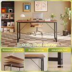 PRAISUN 55 Inch Computer Desk, Home Office Desk with Spacious Desktop, Modern Gaming Desk, Writing Study Table for Bedroom, Small Spaces, Work from Home Desk with Metal Frame, Rustic Brown - Image 7