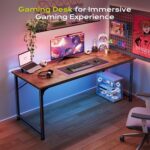 PRAISUN 55 Inch Computer Desk, Home Office Desk with Spacious Desktop, Modern Gaming Desk, Writing Study Table for Bedroom, Small Spaces, Work from Home Desk with Metal Frame, Rustic Brown - Image 9