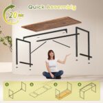 PRAISUN 55 Inch Computer Desk, Home Office Desk with Spacious Desktop, Modern Gaming Desk, Writing Study Table for Bedroom, Small Spaces, Work from Home Desk with Metal Frame, Rustic Brown - Image 10