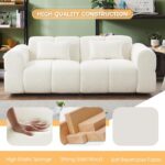 80" Modern Sofa Couch, Comfy Deep Seat Teddy Cloud Sofa, Upholstered 3-Seater Boucle Couch, Oversized Loveseat for Living Room, Bedroom, Office, Apartment(White) - Image 4