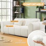 80" Modern Sofa Couch, Comfy Deep Seat Teddy Cloud Sofa, Upholstered 3-Seater Boucle Couch, Oversized Loveseat for Living Room, Bedroom, Office, Apartment(White) - Image 5