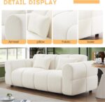 80" Modern Sofa Couch, Comfy Deep Seat Teddy Cloud Sofa, Upholstered 3-Seater Boucle Couch, Oversized Loveseat for Living Room, Bedroom, Office, Apartment(White) - Image 6