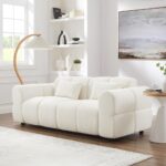 80" Modern Sofa Couch, Comfy Deep Seat Teddy Cloud Sofa, Upholstered 3-Seater Boucle Couch, Oversized Loveseat for Living Room, Bedroom, Office, Apartment(White) - Image 7
