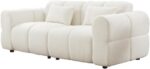 80" Modern Sofa Couch, Comfy Deep Seat Teddy Cloud Sofa, Upholstered 3-Seater Boucle Couch, Oversized Loveseat for Living Room, Bedroom, Office, Apartment(White) - Image 8