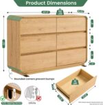 Standifurno 47’’ Wide Dresser for Bedroom, Double Dresser with 6 Drawers, Storage Drawer of handleless, Chest of Drawers for Closet & Living Room (Natural) - Image 3
