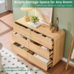 Standifurno 47’’ Wide Dresser for Bedroom, Double Dresser with 6 Drawers, Storage Drawer of handleless, Chest of Drawers for Closet & Living Room (Natural) - Image 5