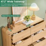 Standifurno 47’’ Wide Dresser for Bedroom, Double Dresser with 6 Drawers, Storage Drawer of handleless, Chest of Drawers for Closet & Living Room (Natural) - Image 6