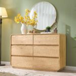 Standifurno 47’’ Wide Dresser for Bedroom, Double Dresser with 6 Drawers, Storage Drawer of handleless, Chest of Drawers for Closet & Living Room (Natural) - Image 8