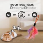 Interactive Cat Toys for Indoor Cats, Automatic Hanging Door Feather Toy Mouse & Ribbon Wand Teaser,USB-Rechargeable Self Play Chase Exercise Feather Toys for Bored Indoor Adult & Kitten Cats - Image 5