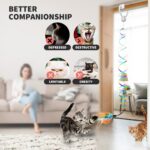 Interactive Cat Toys for Indoor Cats, Automatic Hanging Door Feather Toy Mouse & Ribbon Wand Teaser,USB-Rechargeable Self Play Chase Exercise Feather Toys for Bored Indoor Adult & Kitten Cats - Image 8