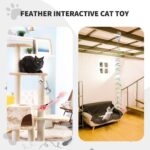 Interactive Cat Toys for Indoor Cats, Automatic Hanging Door Feather Toy Mouse & Ribbon Wand Teaser,USB-Rechargeable Self Play Chase Exercise Feather Toys for Bored Indoor Adult & Kitten Cats - Image 9