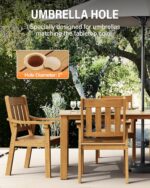 YEFU HIPS Patio Table Set: 7 Piece Outdoor Table and Chairs Dining Furniture Set with Umbrella Hole - Teak Modern Plastic Dining Sets 6 Person for Outside Deck with Metal Aluminum Frame - Image 6