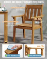 YEFU HIPS Patio Table Set: 7 Piece Outdoor Table and Chairs Dining Furniture Set with Umbrella Hole - Teak Modern Plastic Dining Sets 6 Person for Outside Deck with Metal Aluminum Frame - Image 7