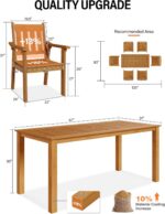 YEFU HIPS Patio Table Set: 7 Piece Outdoor Table and Chairs Dining Furniture Set with Umbrella Hole - Teak Modern Plastic Dining Sets 6 Person for Outside Deck with Metal Aluminum Frame - Image 8