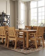 YEFU HIPS Patio Table Set: 7 Piece Outdoor Table and Chairs Dining Furniture Set with Umbrella Hole - Teak Modern Plastic Dining Sets 6 Person for Outside Deck with Metal Aluminum Frame - Image 9
