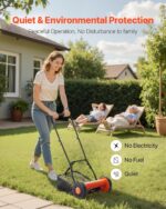 VEVOR Push Reel Lawn Mower 14 inch, 5 Blades Manual Push Mower No Motor, 0.6-1.75 in Adjustable Cutting Height, Walk-Behind Lawn Mowers with Grass Catcher Bag for Green Lawns, Driveways, Courtyards - Image 7