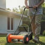VEVOR Push Reel Lawn Mower 14 inch, 5 Blades Manual Push Mower No Motor, 0.6-1.75 in Adjustable Cutting Height, Walk-Behind Lawn Mowers with Grass Catcher Bag for Green Lawns, Driveways, Courtyards - Image 9