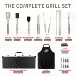 Kaluns Grilling Accessories, Dad Gifts for Fathers Day, Grilling Gifts, Heavy Duty Stainless Steel BBQ Tool Set for Outdoor Grill with Aluminum Case and Apron, Birthday Gifts for Men Women - Image 3