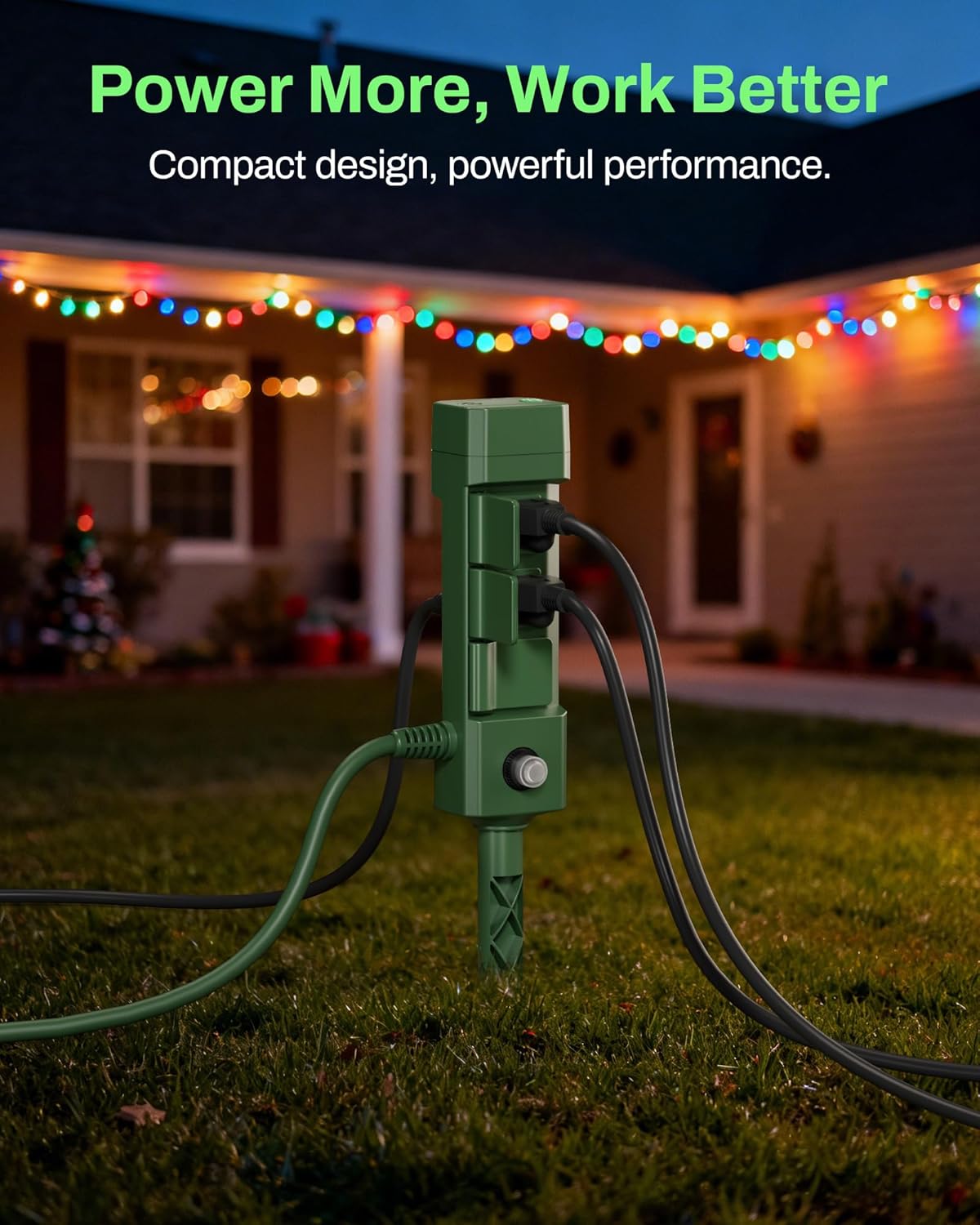 BN-LINK Outdoor Power Stake Timer, Dusk to Dawn Sensor for Outdoor Lights, 6 Grounded Outlets, 6ft Extension Cord, 1875W/15A,Christmas Decorations, ETL Listed - Image 5