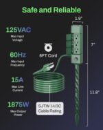 BN-LINK Outdoor Power Stake Timer, Dusk to Dawn Sensor for Outdoor Lights, 6 Grounded Outlets, 6ft Extension Cord, 1875W/15A,Christmas Decorations, ETL Listed - Image 7