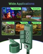 BN-LINK Outdoor Power Stake Timer, Dusk to Dawn Sensor for Outdoor Lights, 6 Grounded Outlets, 6ft Extension Cord, 1875W/15A,Christmas Decorations, ETL Listed - Image 8